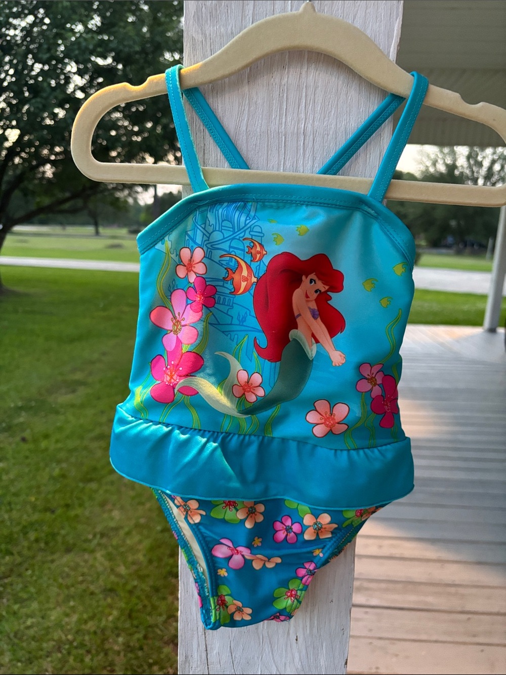 Disney Aqua Blue Little Mermaid Girls One-Piece Swimsuit